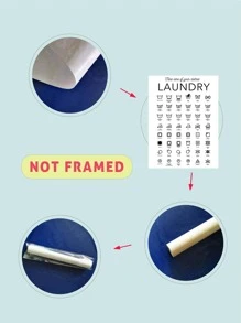 1pc Simple Laundry Canvas Poster, Modern Art, For Bathroom Laundry Room, Home Wall Art Painting, Framed/Unframed - Black and White - View 3