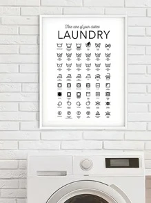 1pc Simple Laundry Canvas Poster, Modern Art, For Bathroom Laundry Room, Home Wall Art Painting, Framed/Unframed - Black and White - View 5