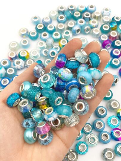 20pcs/Set Random Mixed Color European Style Acrylic Large Hole Beads Bracelet Spacer Beads For Bracelet Necklace Beading Handmade Accessories