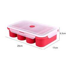 Silicone Freezer Tray Soup 4 Cubes Food Freezing Container Molds With Lid Frozen Packaging Box - Red - View 2