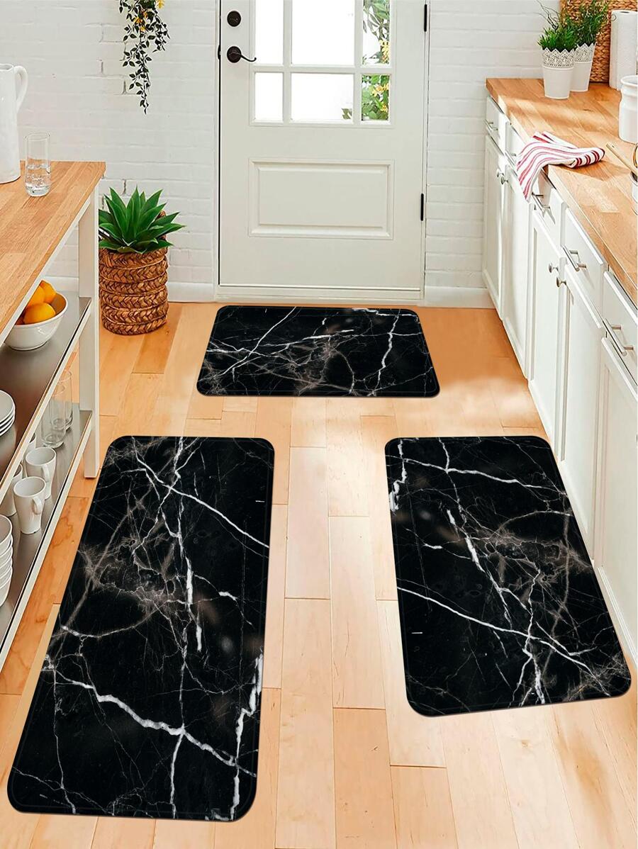 1入組大理石圖案防滑廚房現代滌綸廚房墊適用於廚房 - 彩色 - 查看 1