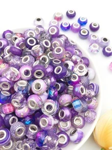 20pcs/Set Random Mixed Color European Style Acrylic Large Hole Beads Bracelet Spacer Beads For Bracelet Necklace Beading Handmade Accessories