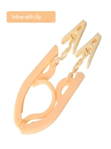 1 Móc Treo Quần Áo Bằng Nhựa Có Kẹp, Tối Giản Đồng Màu Đa Năng Có Thể Gập Lại Móc Treo Du Lịch - Màu vàng - Xem 2