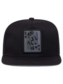 Men Play Card Patch Decor Hip Hop Cap Street - Black - View 1