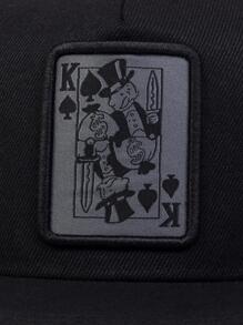 Men Play Card Patch Decor Hip Hop Cap Street - Black - View 3