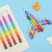 4 chiếc Bút chì khối màu, Bút chì tiêu chuẩn sáng tạo cho trường học, văn phòng - Nhiều màu - Xem 3