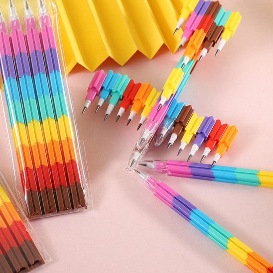 4 chiếc Bút chì khối màu, Bút chì tiêu chuẩn sáng tạo cho trường học, văn phòng - Nhiều màu - Xem 1