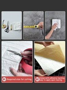 1pc PE Wall Paper, Modern Brick Design Waterproof 3D Wall Panel For Home,Renovation Stickers Peel Wall Panels,Wall Paper, Wallpapers,Spring Decoration Items Refresh Your Home,Rama Decoration Stickers - White - View 3