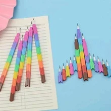 4 chiếc Bút chì khối màu, Bút chì tiêu chuẩn sáng tạo cho trường học, văn phòng - Nhiều màu - Xem 6