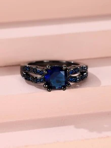 Nhẫn Trang Trí Đá Cubic Zirconia - Màu xanh lam - Xem 4