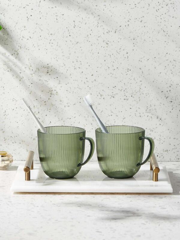 1pc Plastic Bathroom Tumbler, Minimalist Solid Color Gargle Cup For