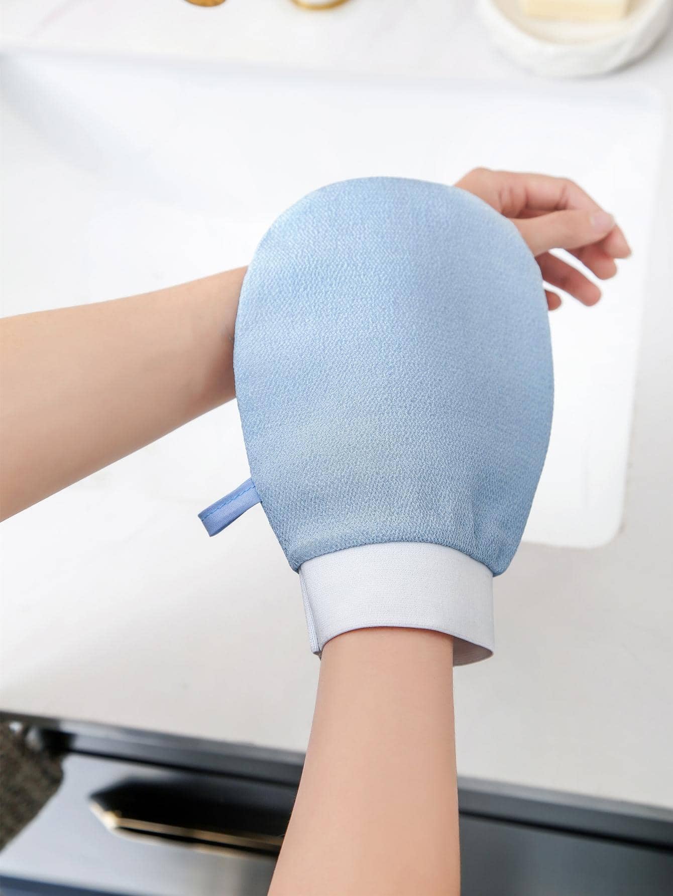 1入組雙色去角質沐浴現代織物去死皮身體洗滌器適用於浴室 - 藍色 - 查看 1