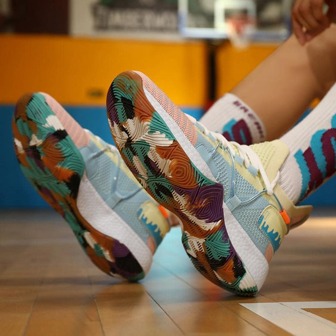 Men Colorblock Lace-up Front Sneakers, Sport Outdoor Canvas Basketball Shoes