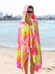 1入組紮染連帽沙灘巾 - 粉色 - 查看 1