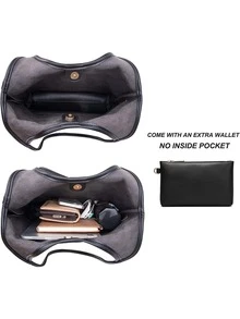 Slouchy Bags for Women Soft Designer Shoulder Purses Ladies Top Handle - Black - View 4
