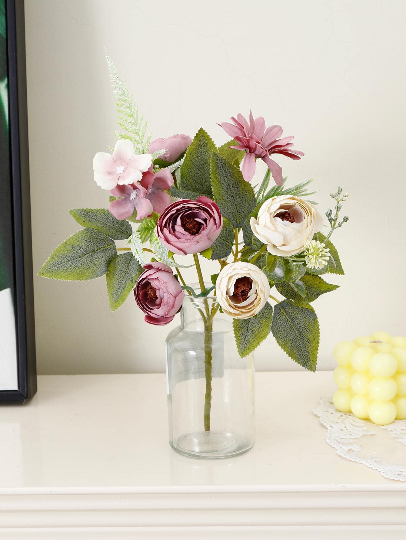 1 Polyester Nhân Tạo Hoa, Phong Cách Châu Âu Nhân Tạo Hoa Bó Cho Đám Cưới, Trang Trí Nhà Cửa - Màu tím - Xem 1