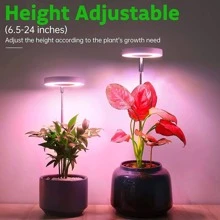 1件室內植物生長燈，全譜LED環形植物燈，帶支架高度可調計時器自動開關 - 黃色 - 查看 3