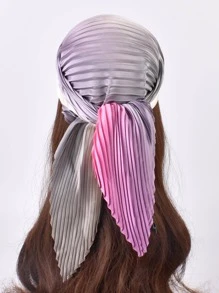 YWQLWJ 漸層百褶方巾 - 灰色 - 查看 2