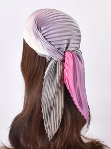 YWQLWJ 漸層百褶方巾 - 灰色 - 查看 3