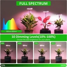 1件室內植物生長燈，全譜LED環形植物燈，帶支架高度可調計時器自動開關 - 黃色 - 查看 6