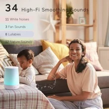 Momcozy Baby Sound Machine, White Noise Machine For Baby Sleeping With Night Light, 34 Soothing Sounds, Timer, App Remote Control - White - View 3
