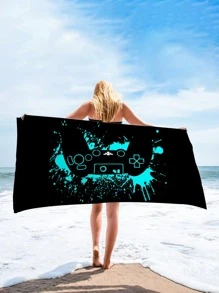 1 Tay Cầm Chơi Game Hoa Văn Khăn Đi Biển, Microfiber Hình Chữ Nhật Du Lịch Khăn Đi Biển Cho Bơi, Lặn, Mùa Hè - Nhiều màu - Xem 4