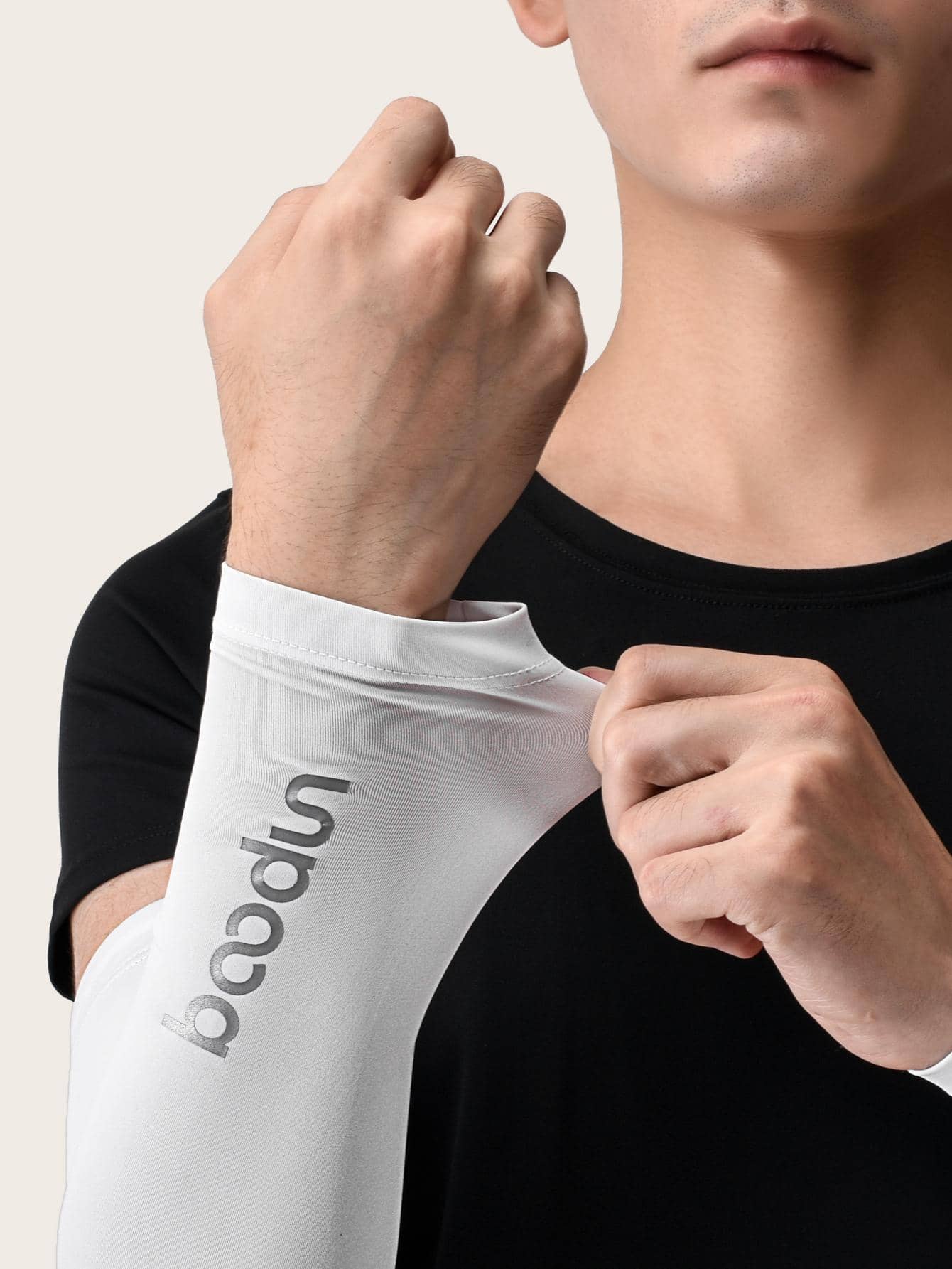 boodun Sun Protective Anti UV 1pair Sun Protection Letter Graphic Cycling Ice Sleeves For Outdoor - White - View 1