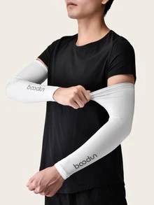 boodun Sun Protective Anti UV 1pair Sun Protection Letter Graphic Cycling Ice Sleeves For Outdoor - White - View 2