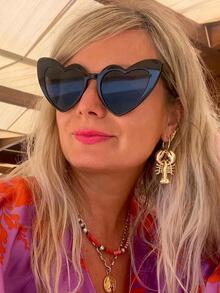 1pc Heart Shaped Fashion Glasses, Bridal Wedding Gift For Single Ladies Party For Summer Beach Vacation,Outdoor,Travel - Black - View 3