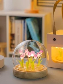 1入組創意鬱金香小夜燈，純手工照明，用於房間和臥室裝飾，氛圍燈，小桌子裝飾生日禮物，不含電池，不含電池 - 黃色 - 查看 7