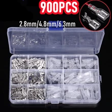 900pcs/set Electrical Wire Crimp Terminal Connector Male Female Spade Assorted Kit For Household - Silver - View 1