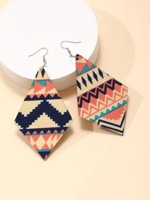 Pendientes largos con patrón geométrico - Multicolor - Ver 3