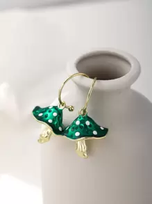 Andkiss Mushroom Drop Earrings - Green - View 2
