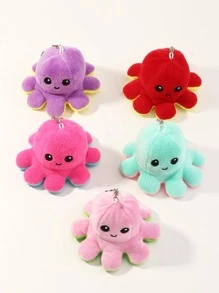1 Pieza Llavero De Doble Capa Con Emoción De Pulpo Para Mujeres (color Aleatorio), Adecuado Para Regalos, Accesorios De Bolso - Multicolor - Ver 1