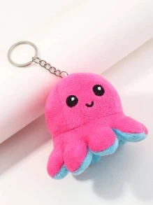 1 Pieza Llavero De Doble Capa Con Emoción De Pulpo Para Mujeres (color Aleatorio), Adecuado Para Regalos, Accesorios De Bolso - Multicolor - Ver 5