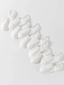 10pairs Women Solid Casual Invisible Socks For Daily Life - White - View 2
