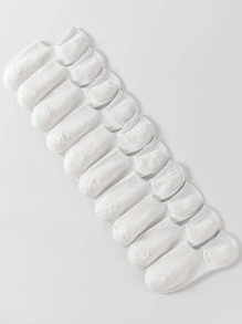 10pairs Women Solid Casual Invisible Socks For Daily Life - White - View 1