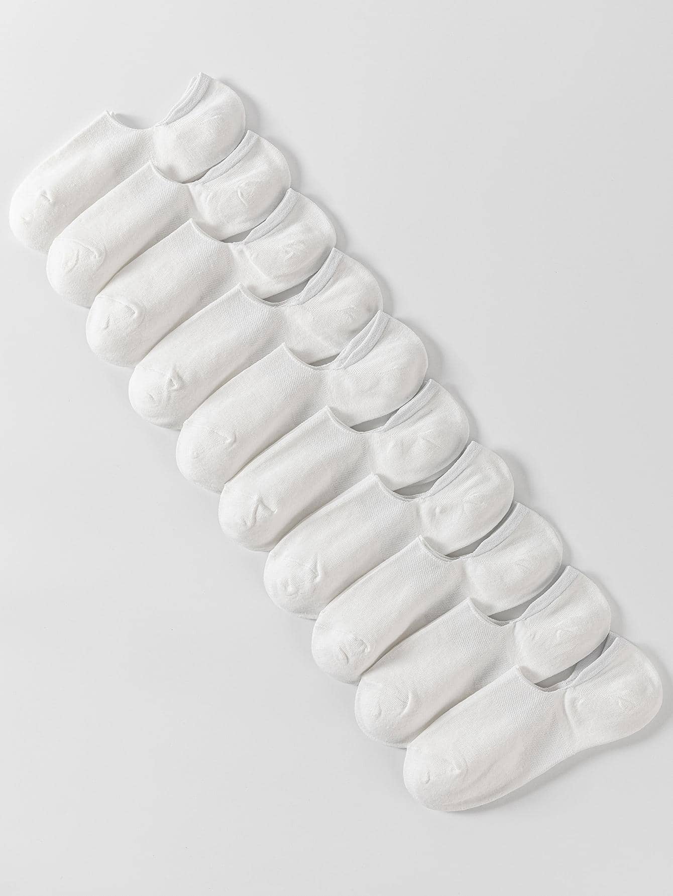 10pairs Women Solid Casual Invisible Socks For Daily Life - White - View 1