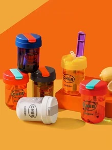 1入組字母圖案便攜水藍色的塑膠草編適用於戶外