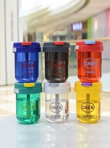 1入組字母圖案便攜水藍色的塑膠草編適用於戶外