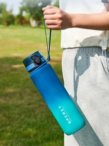 1 bình nước nhựa dung tích lớn 500ml/650ml/1000ml, màu gradient, thích hợp cho thể thao ngoài trời, có thể uống trực tiếp, tiện lợi khi cầm nắm. - Màu xanh lam - Xem 3