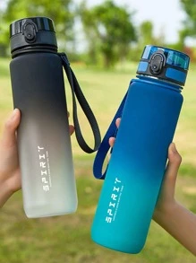 1 bình nước nhựa dung tích lớn 500ml/650ml/1000ml, màu gradient, thích hợp cho thể thao ngoài trời, có thể uống trực tiếp, tiện lợi khi cầm nắm. - Màu xanh lam - Xem 6
