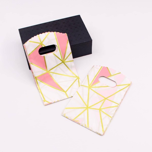 45pcs Geometric Pattern Gift Wrapping Bag, PE Portable Gift Bag For Party