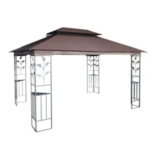 13x10 Outdoor Patio Gazebo Canopy Tent With Ventilated Double Roof And Mosquito net(Detachable Mesh Screen On All Sides),Suitable for Lawn,Garden,Backyard and Deck,Brown Top - màu nâu - Xem 11