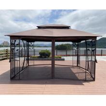 13x10 Outdoor Patio Gazebo Canopy Tent With Ventilated Double Roof And Mosquito net(Detachable Mesh Screen On All Sides),Suitable for Lawn,Garden,Backyard and Deck,Brown Top - màu nâu - Xem 6