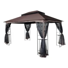 13x10 Outdoor Patio Gazebo Canopy Tent With Ventilated Double Roof And Mosquito net(Detachable Mesh Screen On All Sides),Suitable for Lawn,Garden,Backyard and Deck,Brown Top - màu nâu - Xem 10
