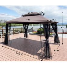13x10 Outdoor Patio Gazebo Canopy Tent With Ventilated Double Roof And Mosquito net(Detachable Mesh Screen On All Sides),Suitable for Lawn,Garden,Backyard and Deck,Brown Top - màu nâu - Xem 3