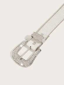 1 Thắt lưng nữ trang trí đính đá thời trang cho cuộc sống hàng ngày - trắng - Xem 4