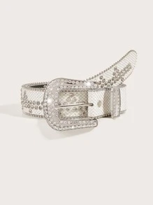 1 Thắt lưng nữ trang trí đính đá thời trang cho cuộc sống hàng ngày - trắng - Xem 1