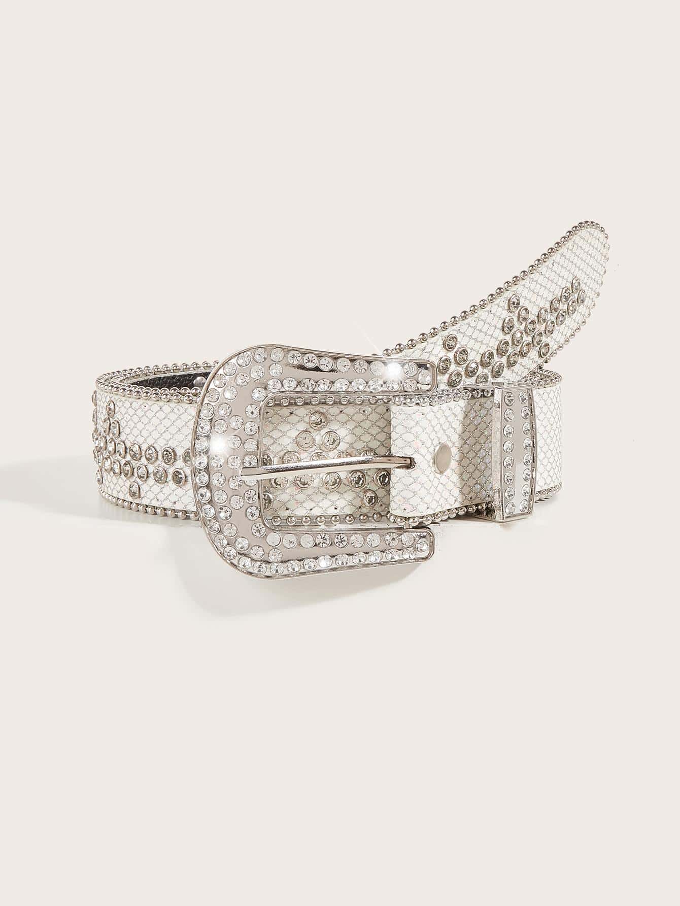 1 Thắt lưng nữ trang trí đính đá thời trang cho cuộc sống hàng ngày - trắng - Xem 1